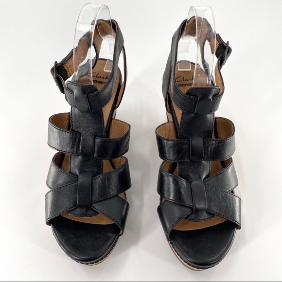 Clark’s Zia Tower Black Platform Wedges NEW - Picture 2 of 10